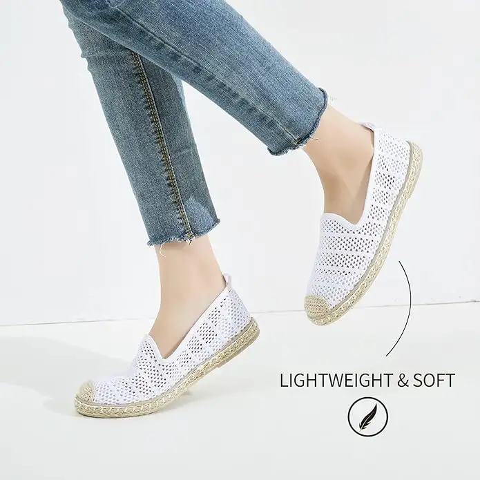 Women's Breathable Mesh Flats Shoes, Soft Loafers Flats, White Slip on Shoes Loafer - Image 6