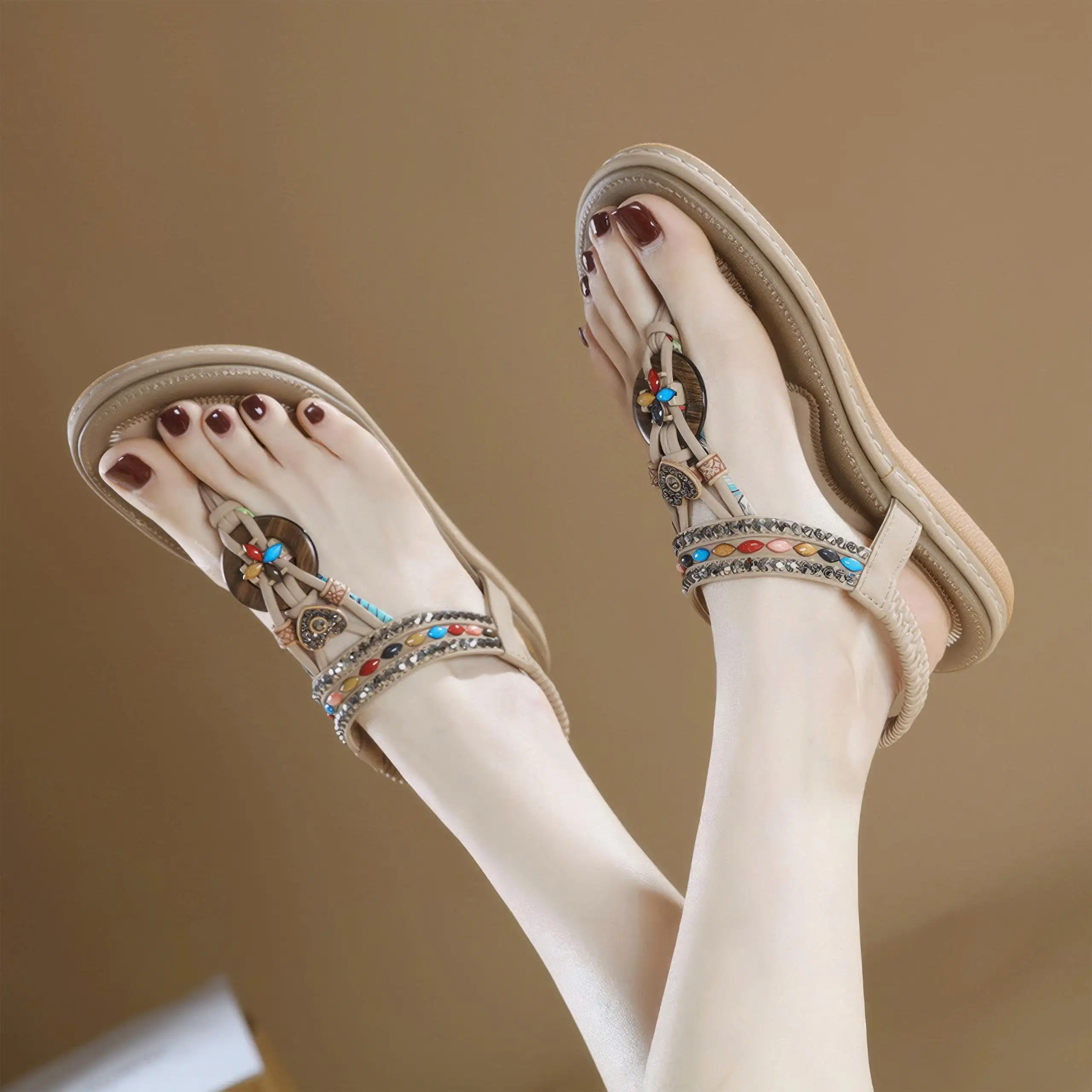 "Sparkle & Stroll" Flat Sandals - Walk free, shine bright - Your perfect blend of wanderlust and glamour. - Image 5